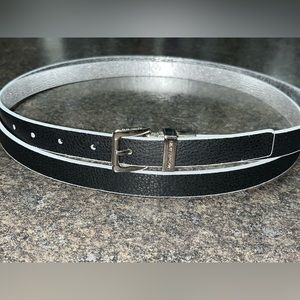 Michael Kors Reversible Leather Double Belt Black Silver Buckle Medium